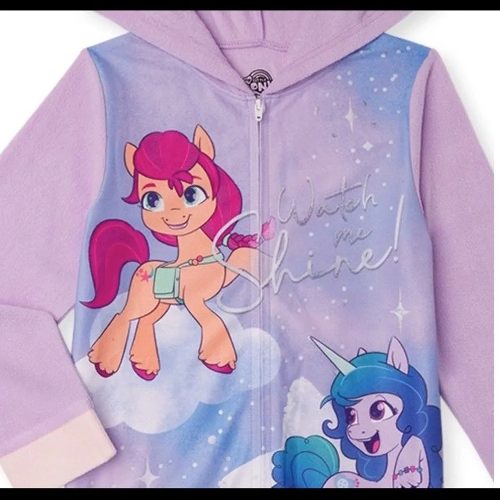 NWT 10 12 my little pony 3d horn sunny rainbow sleeper pajamas birthdays winter - Picture 4 of 5